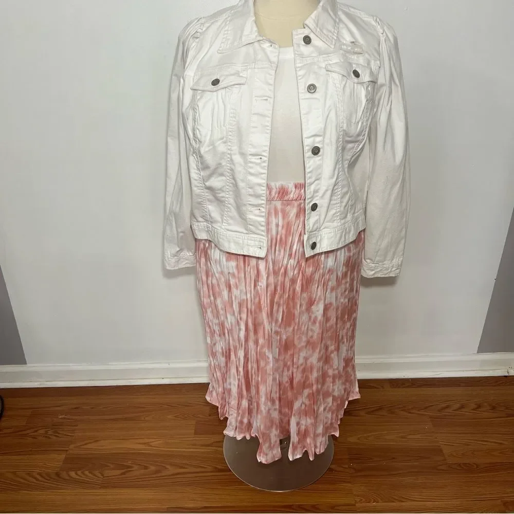 Pink Tie-Dye Crinkle Knee Length Skirt --‎ 14/16